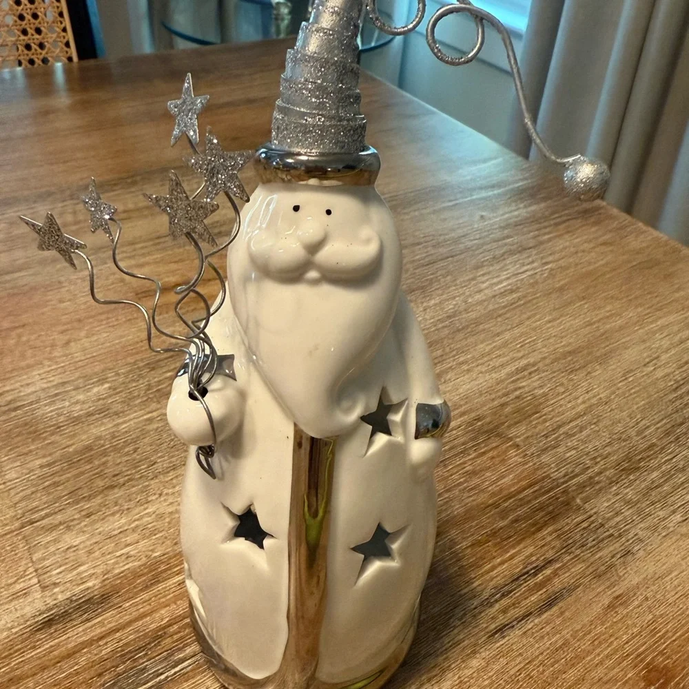 Silver and White Holiday Santa Figurine